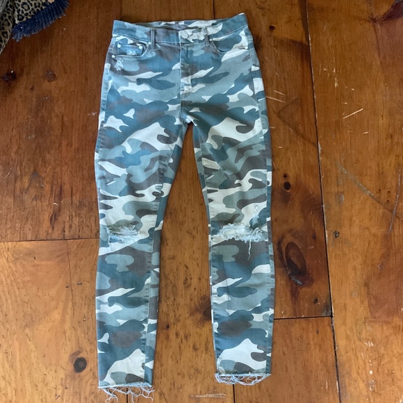 Mother High Waisted Looker Ankle Fray Camo Jeans sz27 - Picture 3 of 14